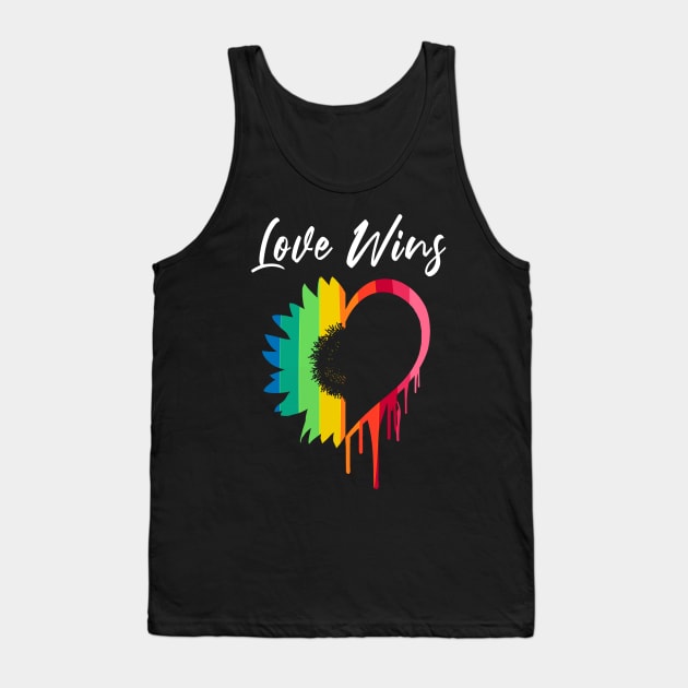 Love Wins Rainbow Sunflower Heart Melting - Gay Pride Tank Top by dnlribeiro88